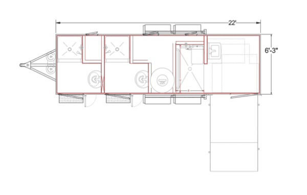 2026 22ft 3 STATION ADA SHOWER TRAILER (available  8/1/2025)
