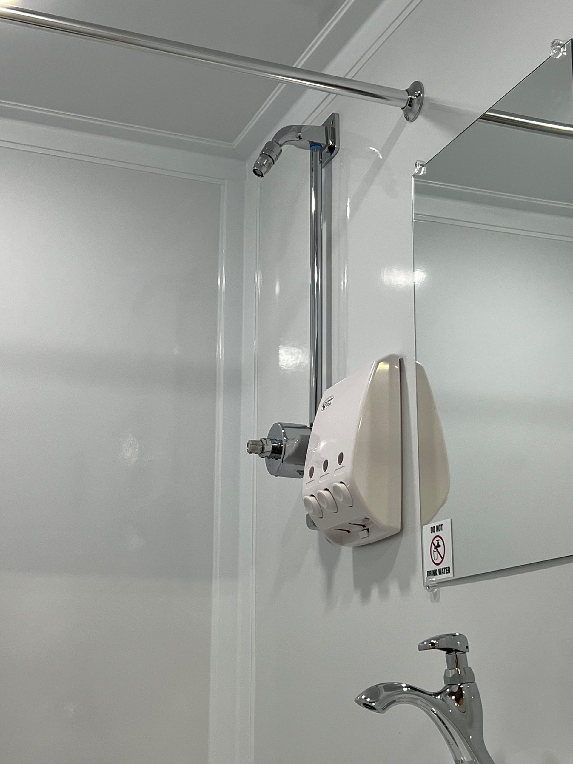 Shower compartment inside an NRT shower trailer