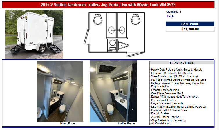 2015 2 Station Restroom Trailer